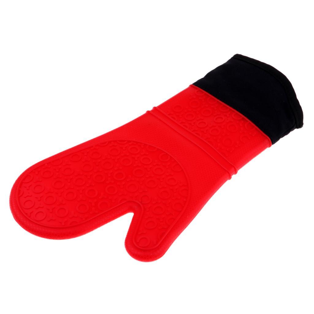 2pcs Heat Resistant Silicone Oven Gloves Baking Cooking BBQ Grilling
