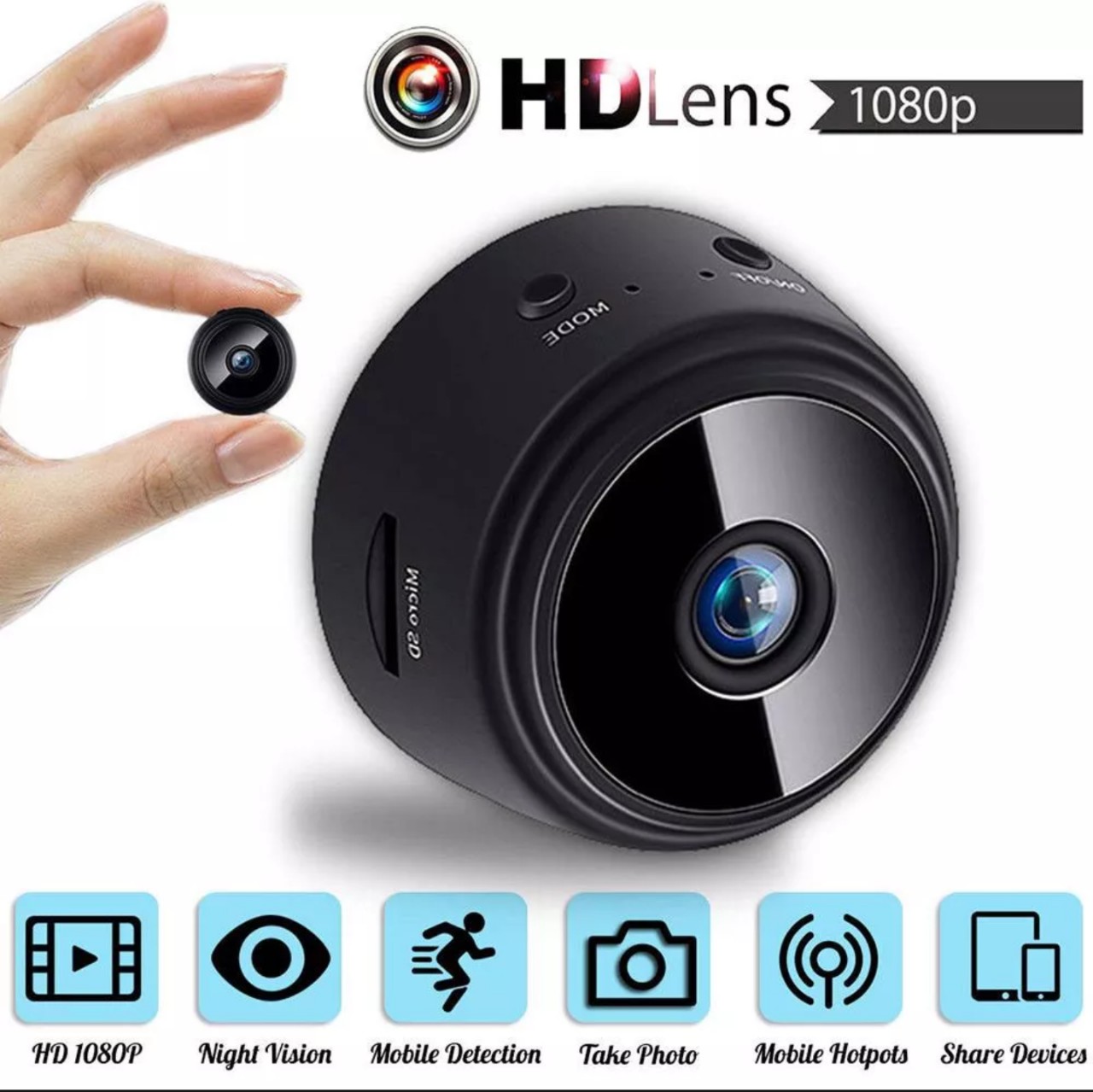 Bộ Camera quan sát mini góc quay rộng 90 độ chất lượng hình ảnh HD 1080p kết nối Wifi không dây giấu kín