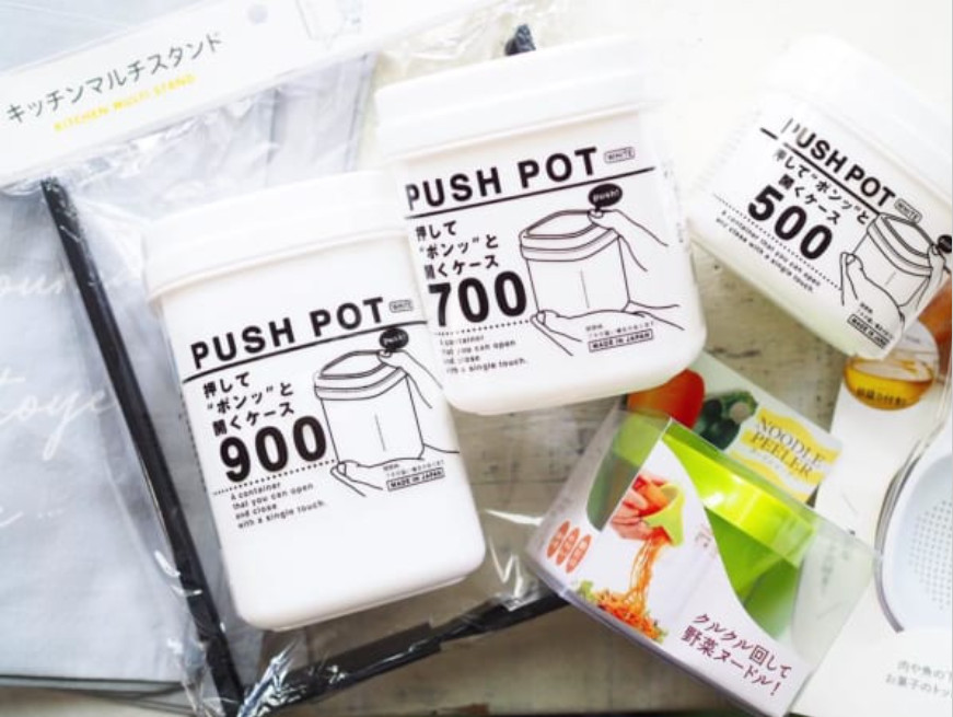 Hộp thực phẩm nắp kín đóng mở dễ dàng Push Pot hàng chuẩn Made in Japan