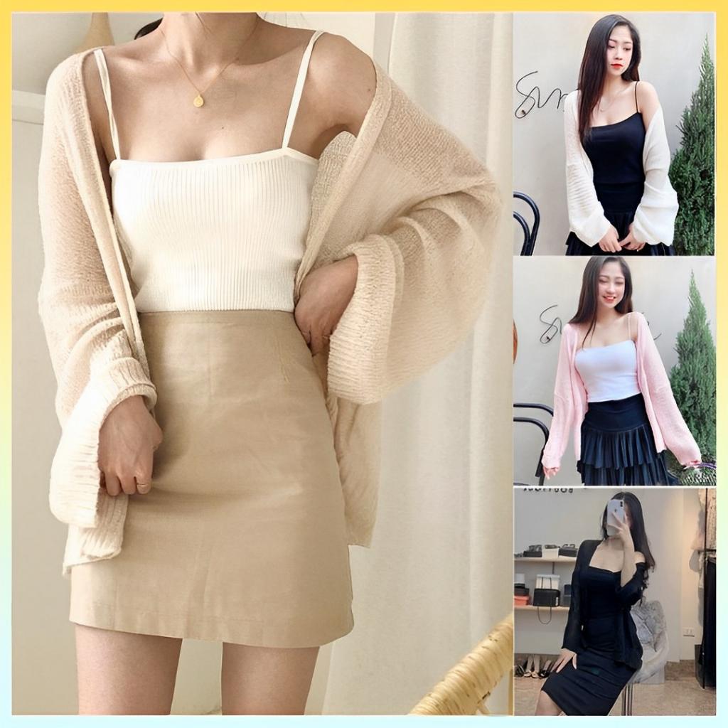Áo khoác len Cardigan MỎNG DÁNG DÀI loại 1 mặc 4 mùa phong cách Hàn Quốc