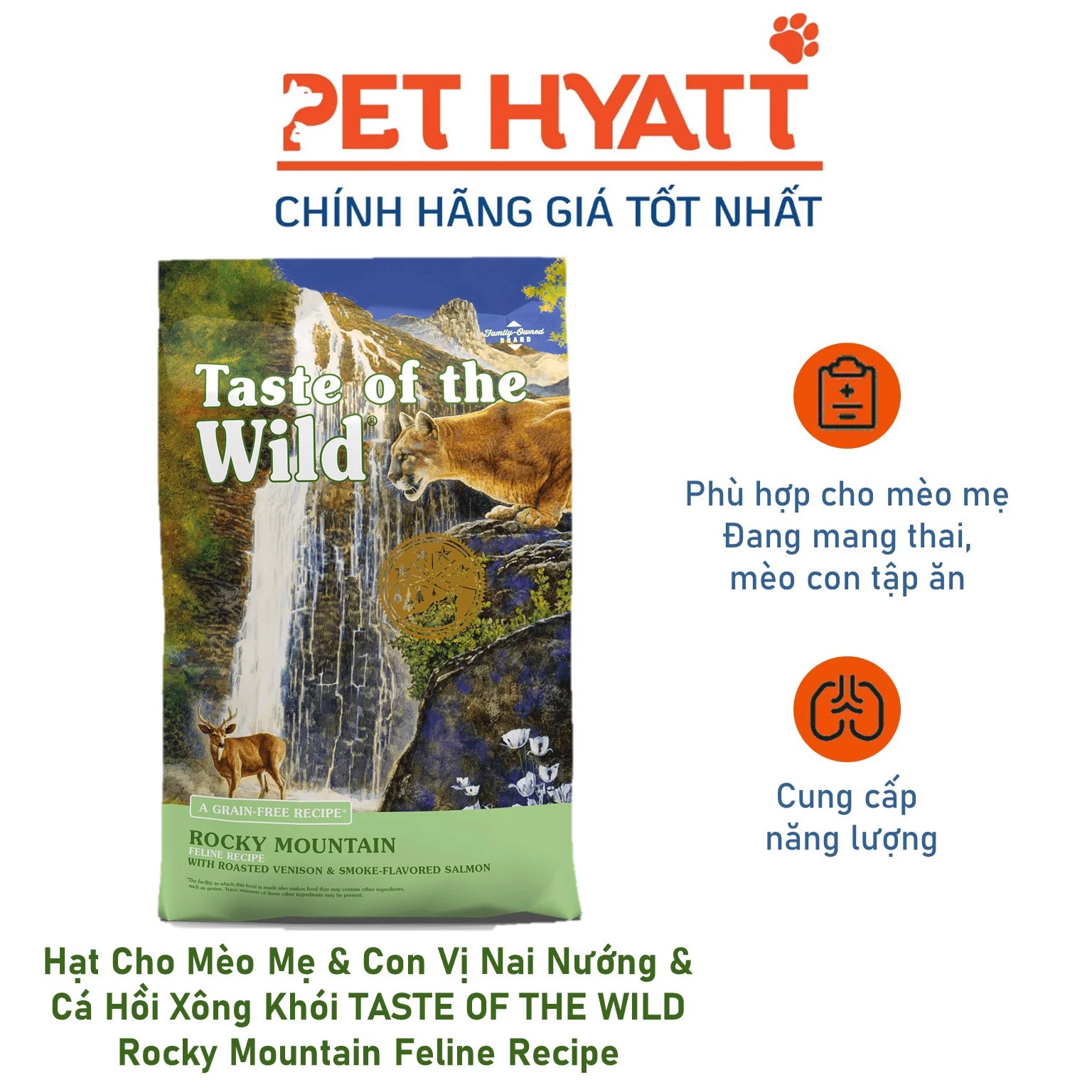 Taste Of The Wild - Rocky Mountain Feline Recipe 6.6Kg – Nai Nướng &amp; Cá Hồi Xông Khói