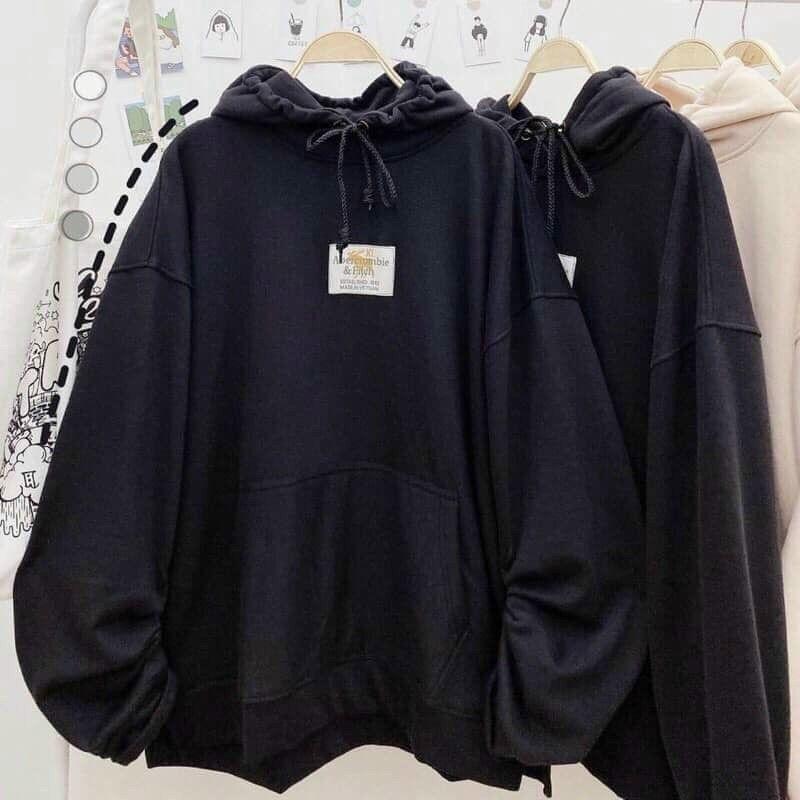 Áo khoác hoodie nỉ nữ form rộng tay phồng nón to chùm đầu_Áo khoác chui đầu unisex in logo nhiều màu thời trang thu đông