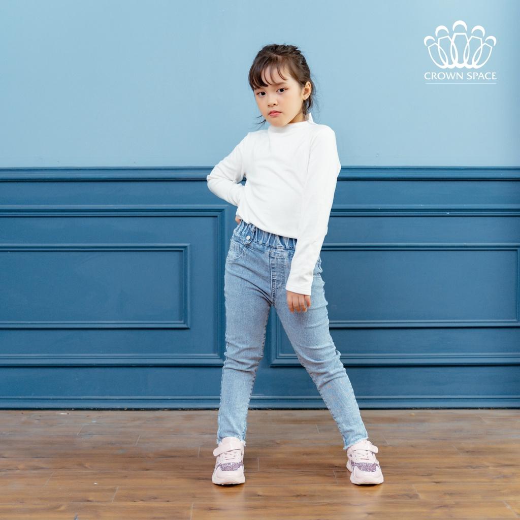 Quần Jeans Bé Gái Crown Space Cao Cấp CKGL372210-Siêu Nhẹ Chống Nhăn, Xanh Pastel Chuẩn Anh Quốc Size 19kg-33kg