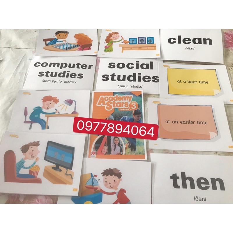 Flashcards Academy Stars 3️Thẻ A5 ép plastics bền đẹp️giáo cụ dạy học cần thiết cho giáo viên dạy Tiếng Anh