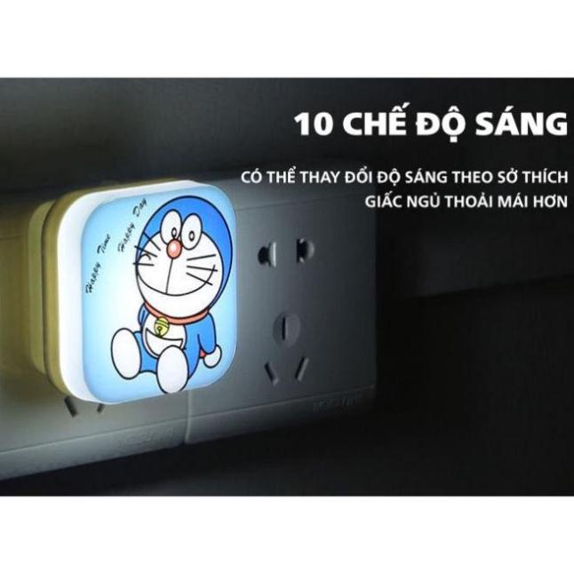 Đèn Ngủ Có Điều Khiển Từ Xa Hình Hello Kitty/Doraemon -  Cổng Sạc Di Động - Thiết Kế Đáng Yêu và Đa Năng