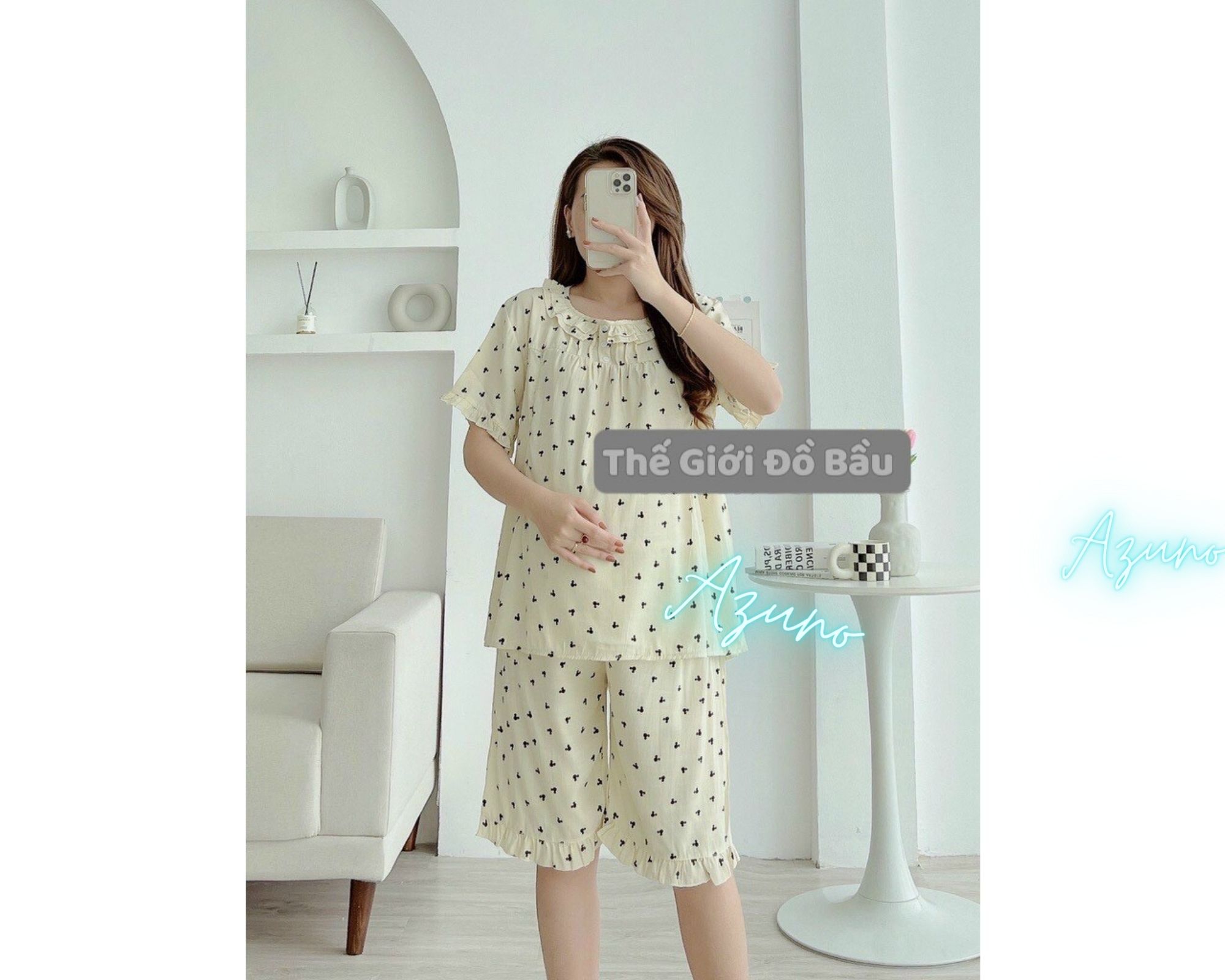 Đồ Bộ Bầu Và Sau Sinh Ngắn Tay Chất Liệu Đũi Hàn Cao Cấp Nhiều Màu Hoa Nhí Siêu Mát Nhẹ Tênh