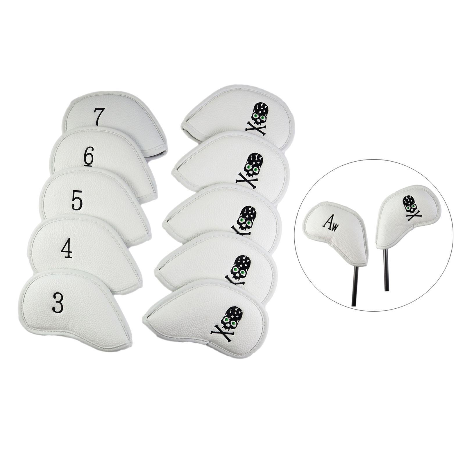 10x Golf Iron Head Covers PU Nylon Golf Club Headcovers Waterproof