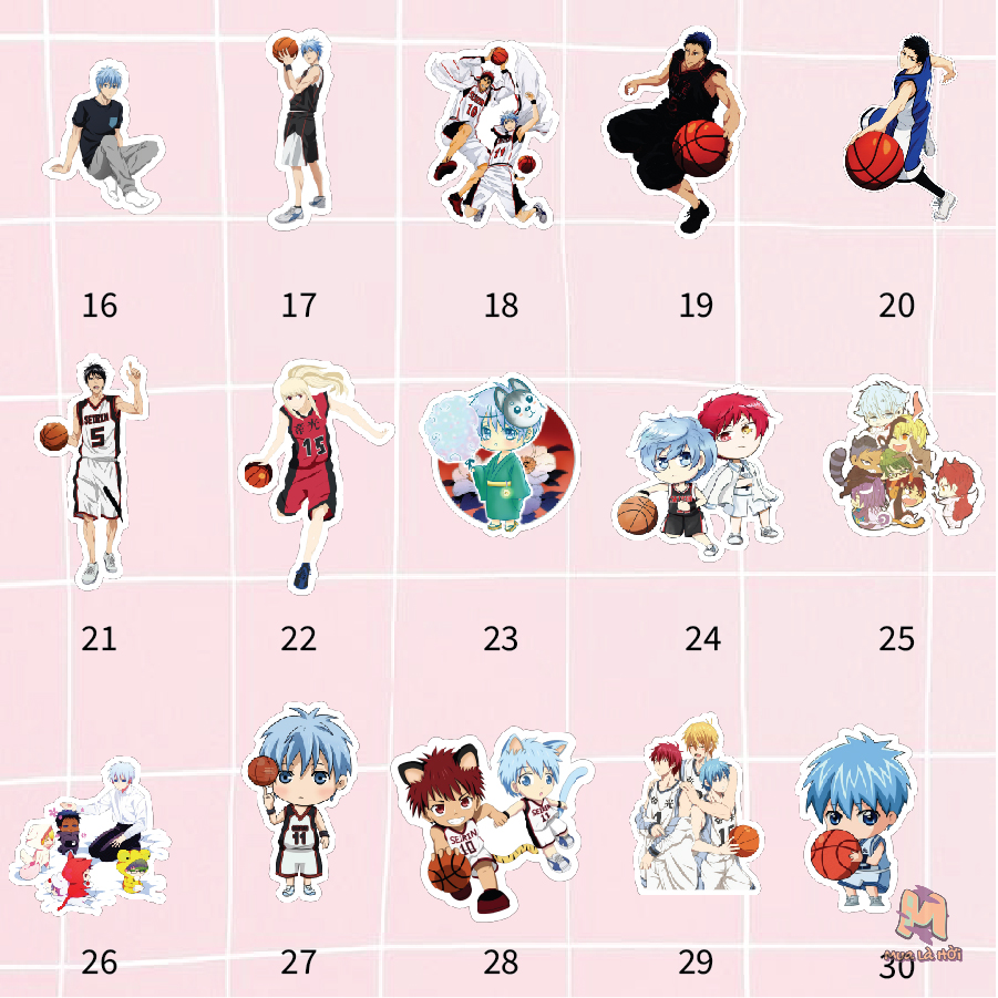 Miếng dán Stickers chủ đề Kuroko No Basket - Tuyển Thủ Vô Hình