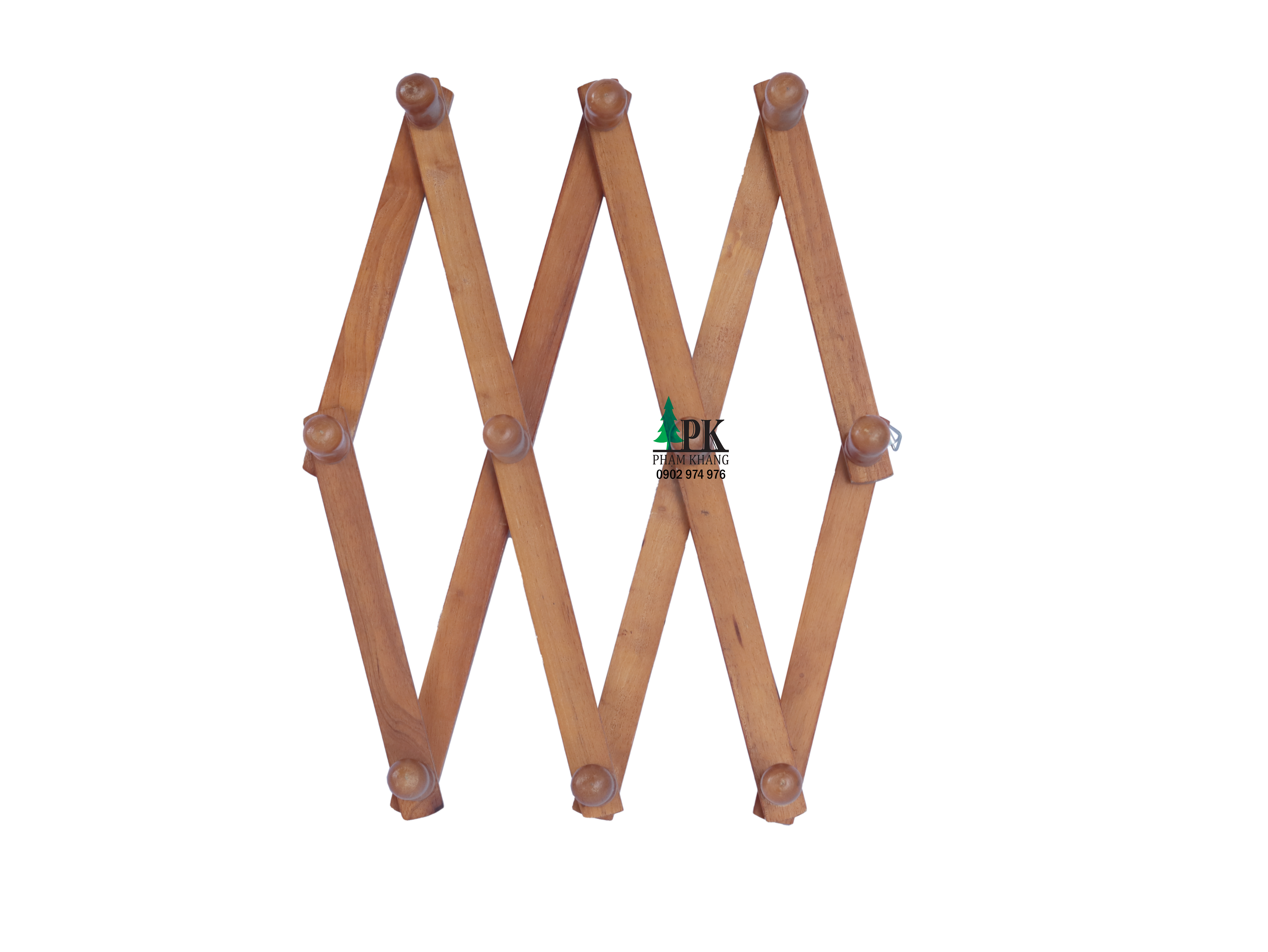 Móc treo đồ bằng gỗ gắn tường Phạm Khang - Gỗ cao su màu Tự Nhiên/ Vàng Cherry - Nhiều kích thước size Nhỏ/ size Trung/ size Lớn