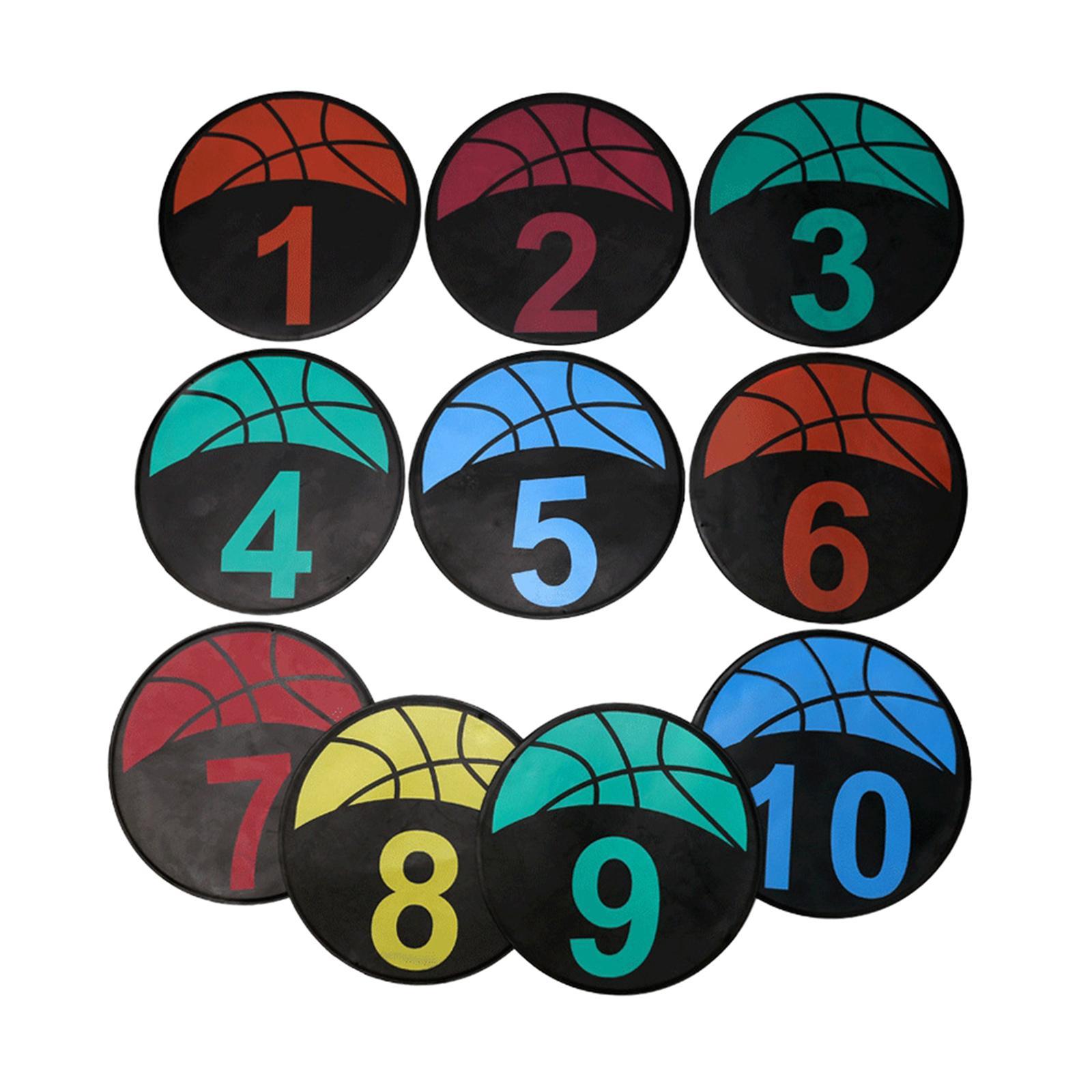 10Pcs Basketball Spot Markers Flat Disc Markers Gym Floor Anti Slip Footstep Mat Skill Training Mat Trainer Aid for Classroom Drills Soccer Sports