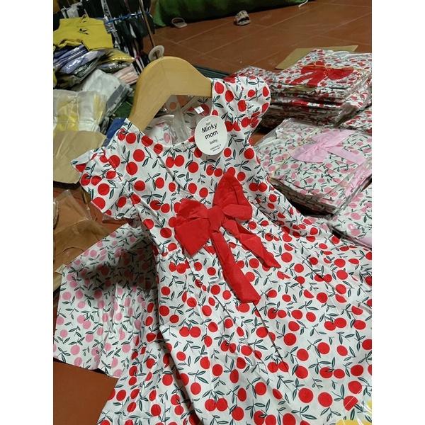 Váy cộc tay cánh tiên hình cherry cho bé gái