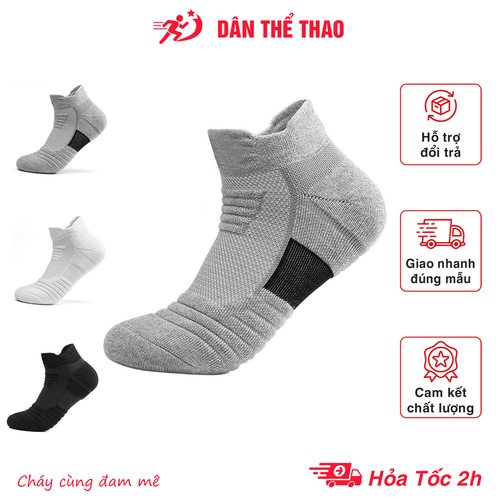 Tất chống trơn chống trượt chuyên dụng chạy bộ, bóng rổ, bóng đá, đi xe đạp, quần vợt - Tất nam dày dặn thiết kế thoáng khí êm chân