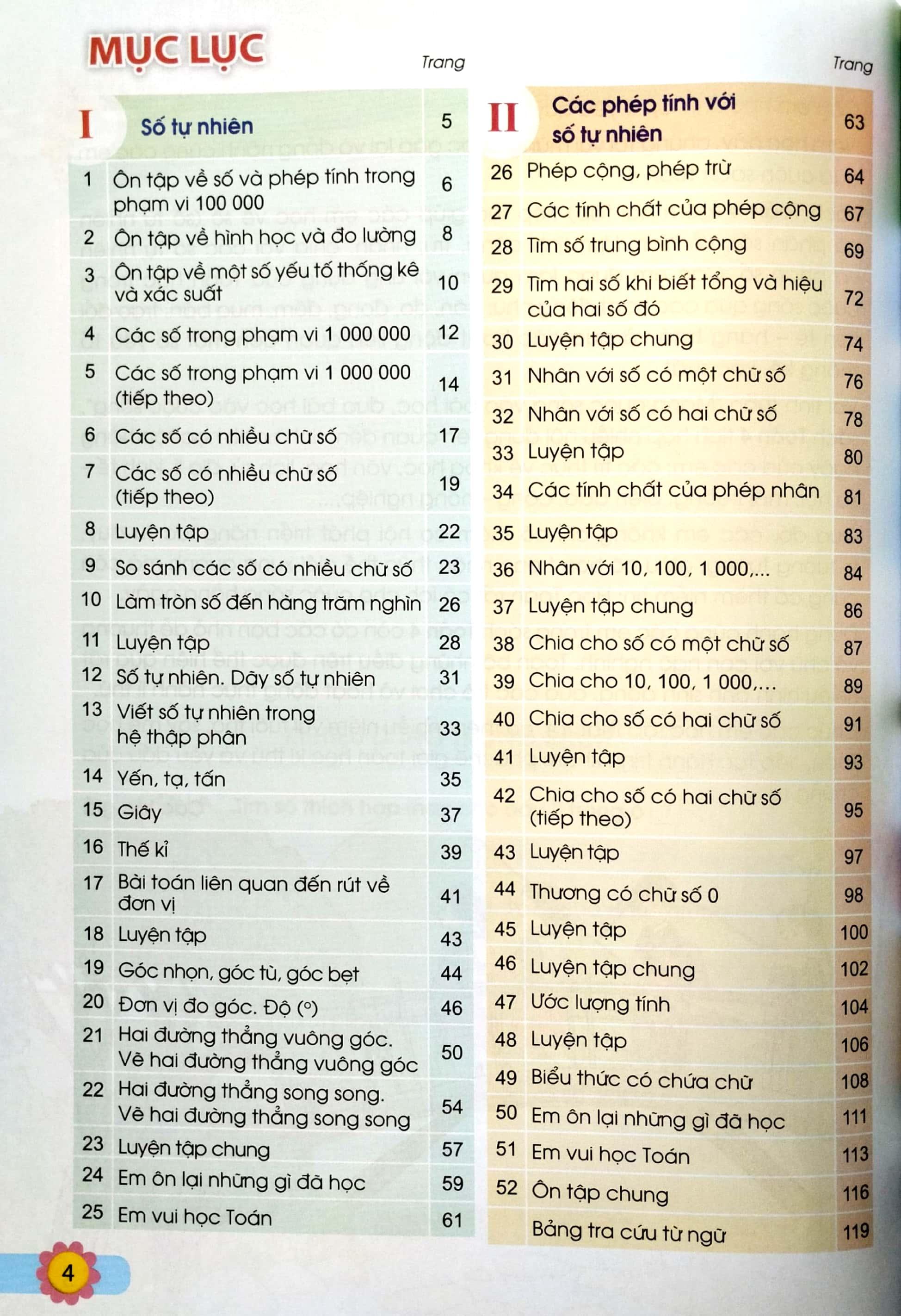 Toán 4 - Tập 1