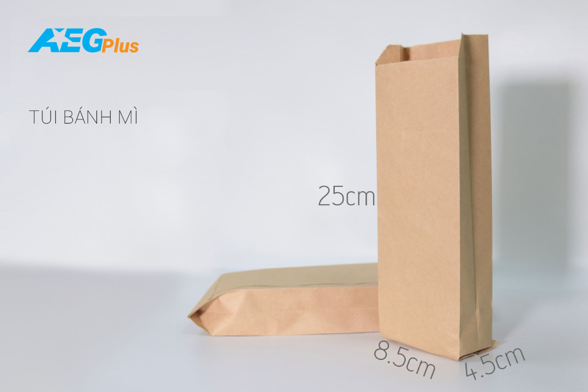 Túi giấy đựng bánh mì (100 túi) Mã BM2 - Size: 9.5x25cm - Chất liệu Kraft chất lượng cao 60GSM