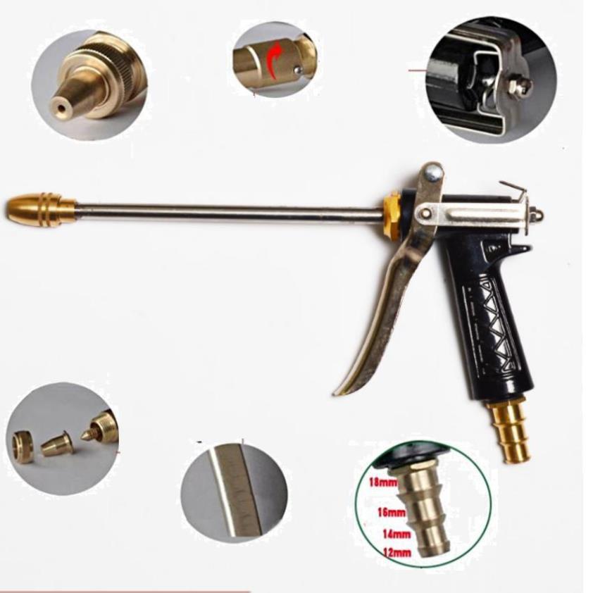 Bộ dây vòi xịt nước rửa xe, tưới cây . tăng áp 3 lần, loại 7m,10m 206318 đầu đồng, cút, nối PE