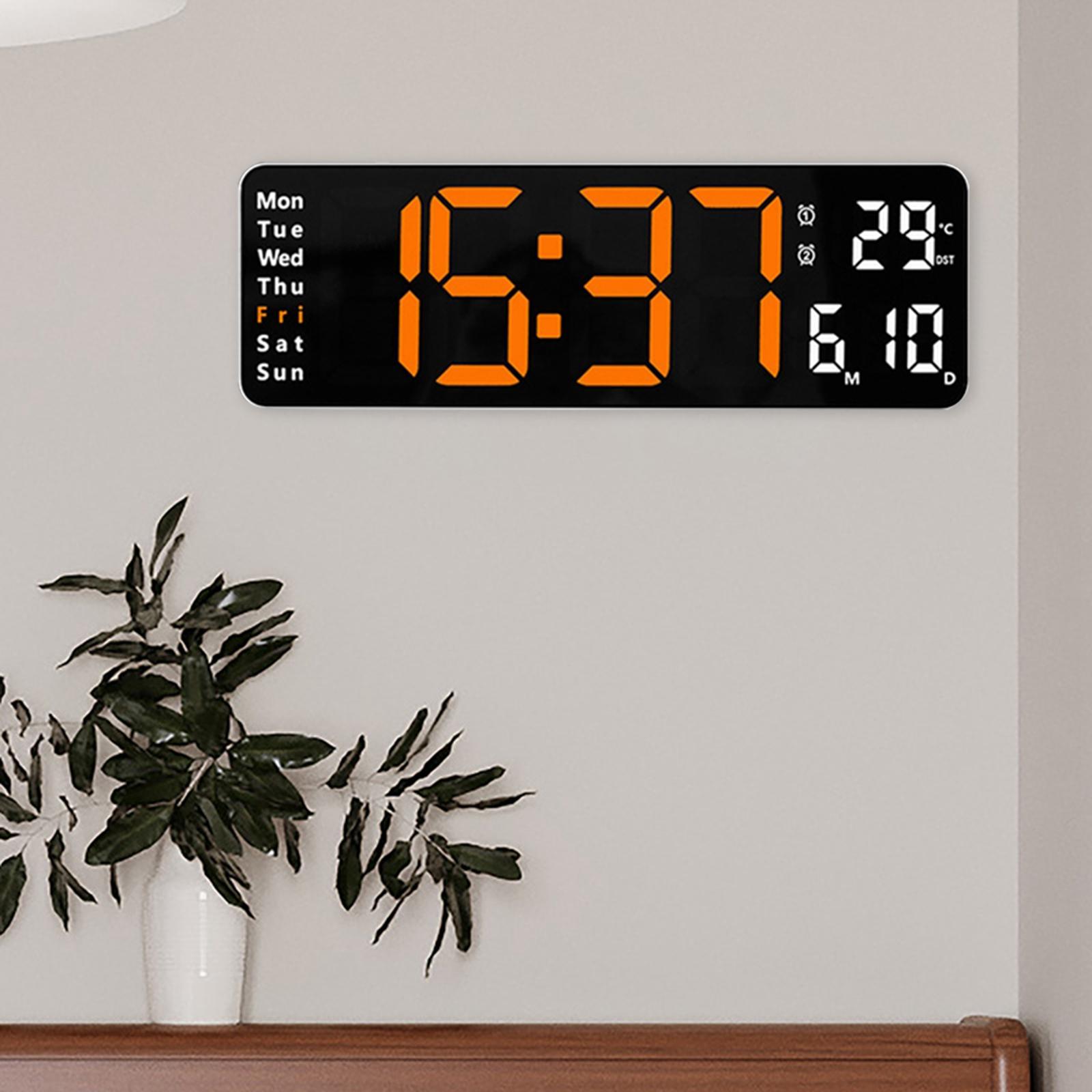 Modern Wall Clock LED Display Mute Hanging Desk Decoration for Home