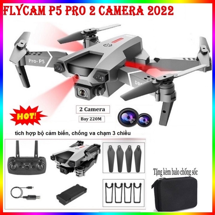 flycam mini giá rẻ P5 Pro quay phim HD Camera Kép,  bay 25 phút , cảm biến chống va chạm, truyền hình ảnh trực tiếp về điện thoại