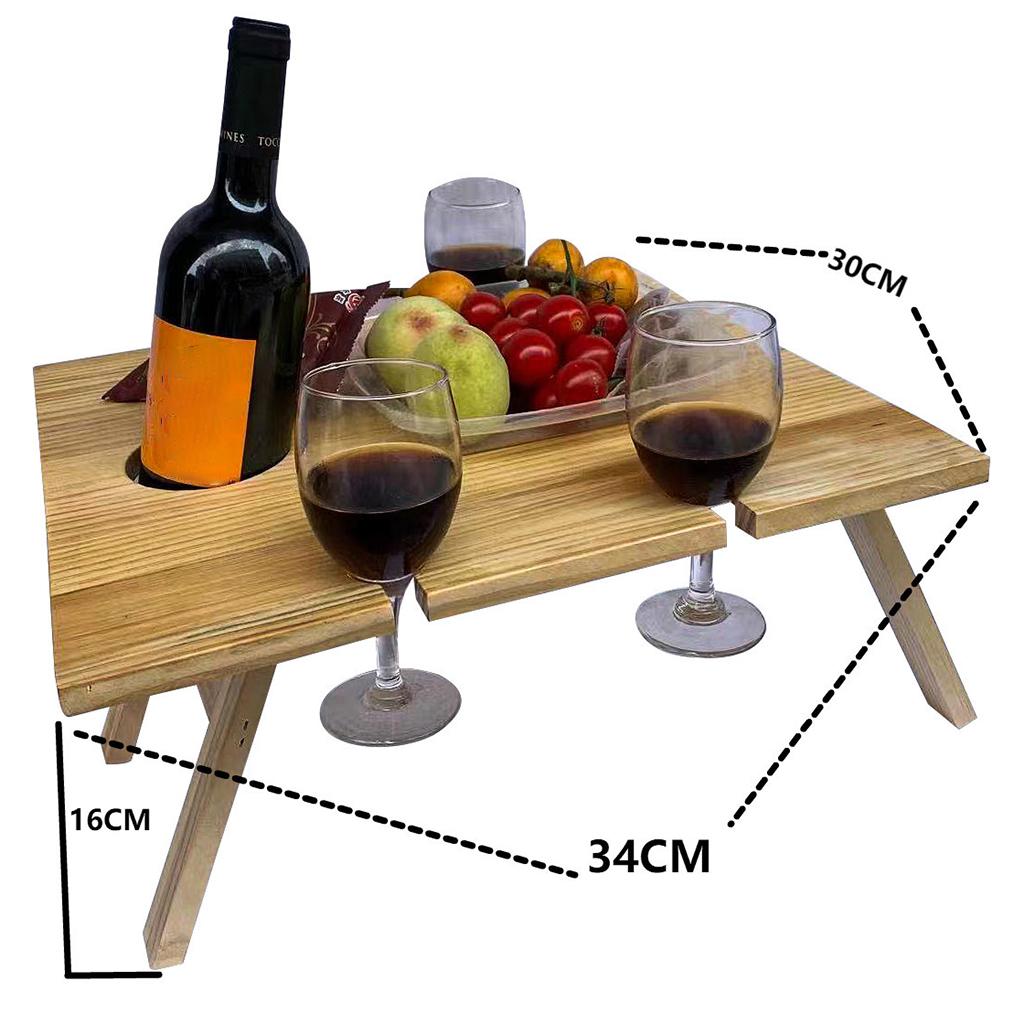 Wooden Outdoor Picnic Table Portable 2-in-1 Wine Table Outdoor Folding Wine Glass Rack Holder Suitable for Garden Party/Camping/Beach/Outdoor Dinner