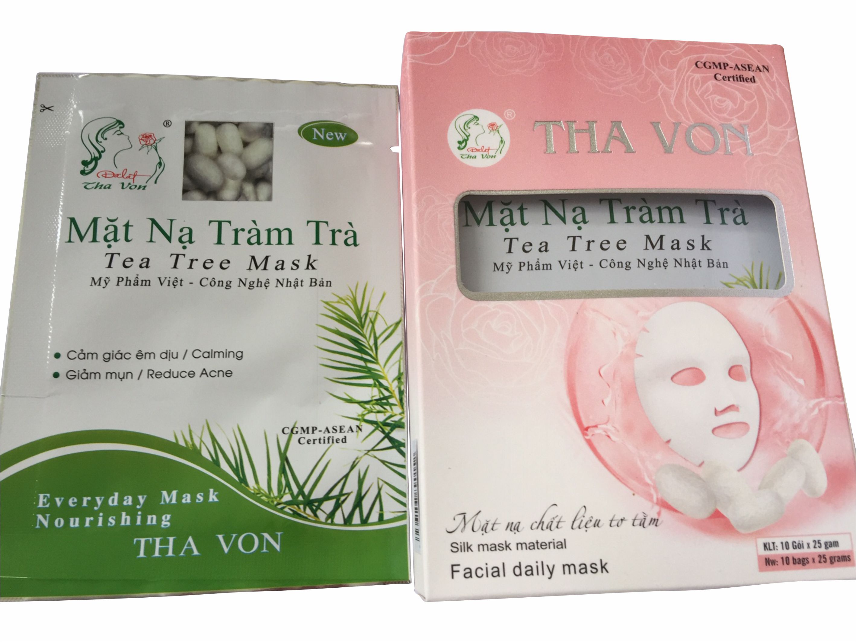 Mặt Nạ Tràm Trà  Dalat Tha Von Hộp 10 Gói chất liệu lụa