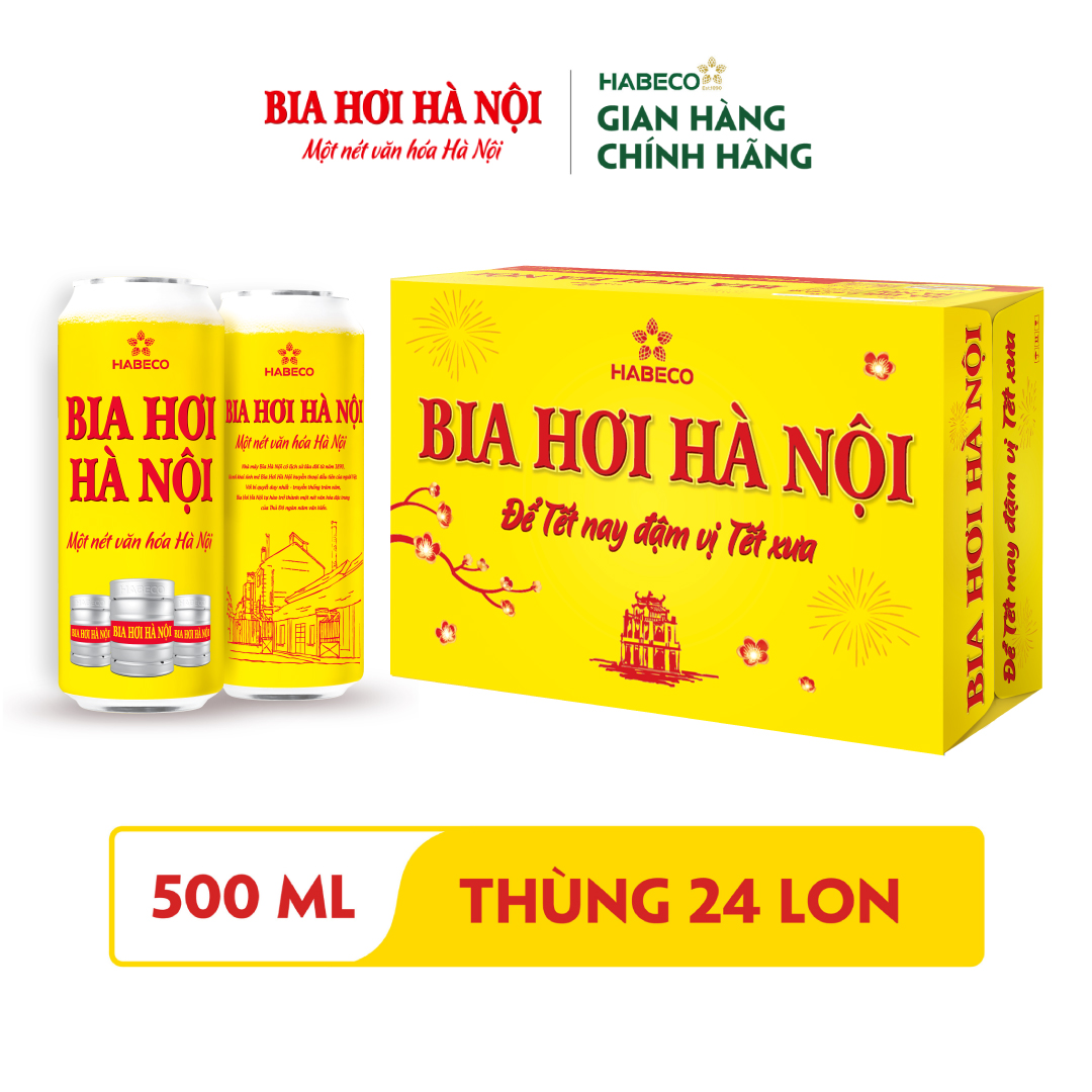 Bia Hơi Hà Nội - Thùng 24 lon 500ml - Phiên bản Tết