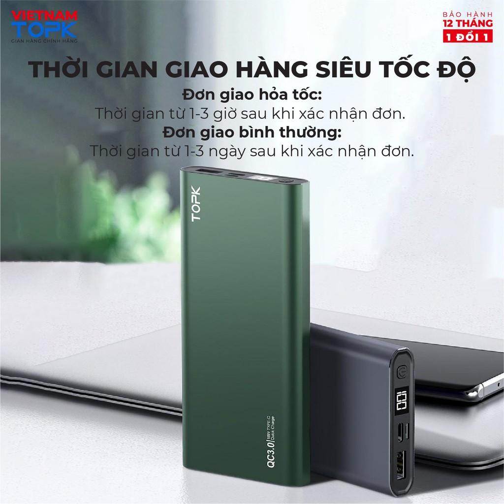 Sạc dự phòng 10000mAh TOPK I1006/ I1006P - Sạc 18W màn hình LED - Hàng chính hãng