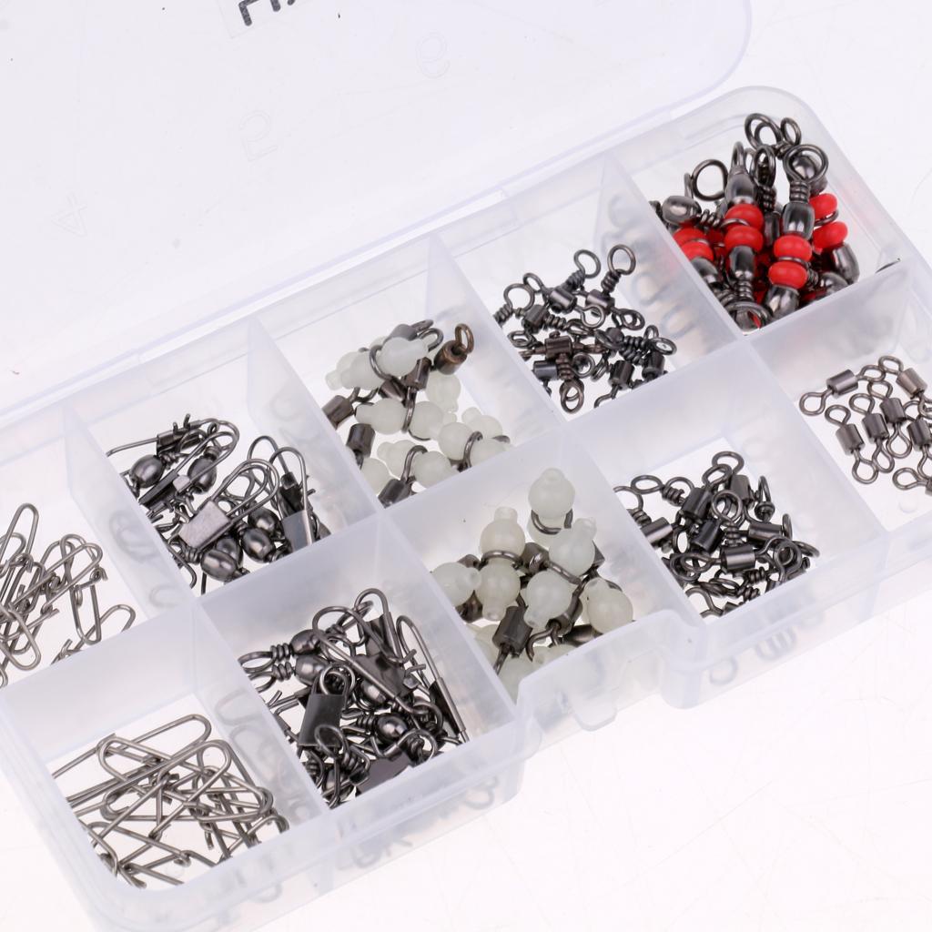 100Pcs Rolling Swivel Interlock Snap, Fastlock Snap, Luminous Gourd Swivel, Lure Connectors Accessories Fishing Tackle Box