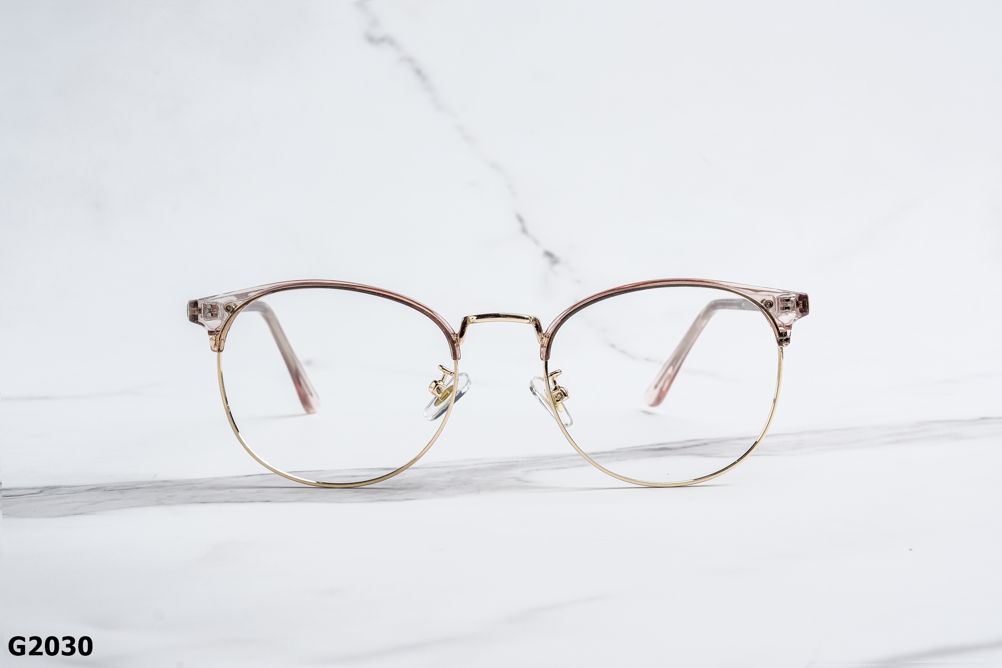 Gọng Kính Cận Tròn Mắt Mèo Nửa Viền Unisex - G2030