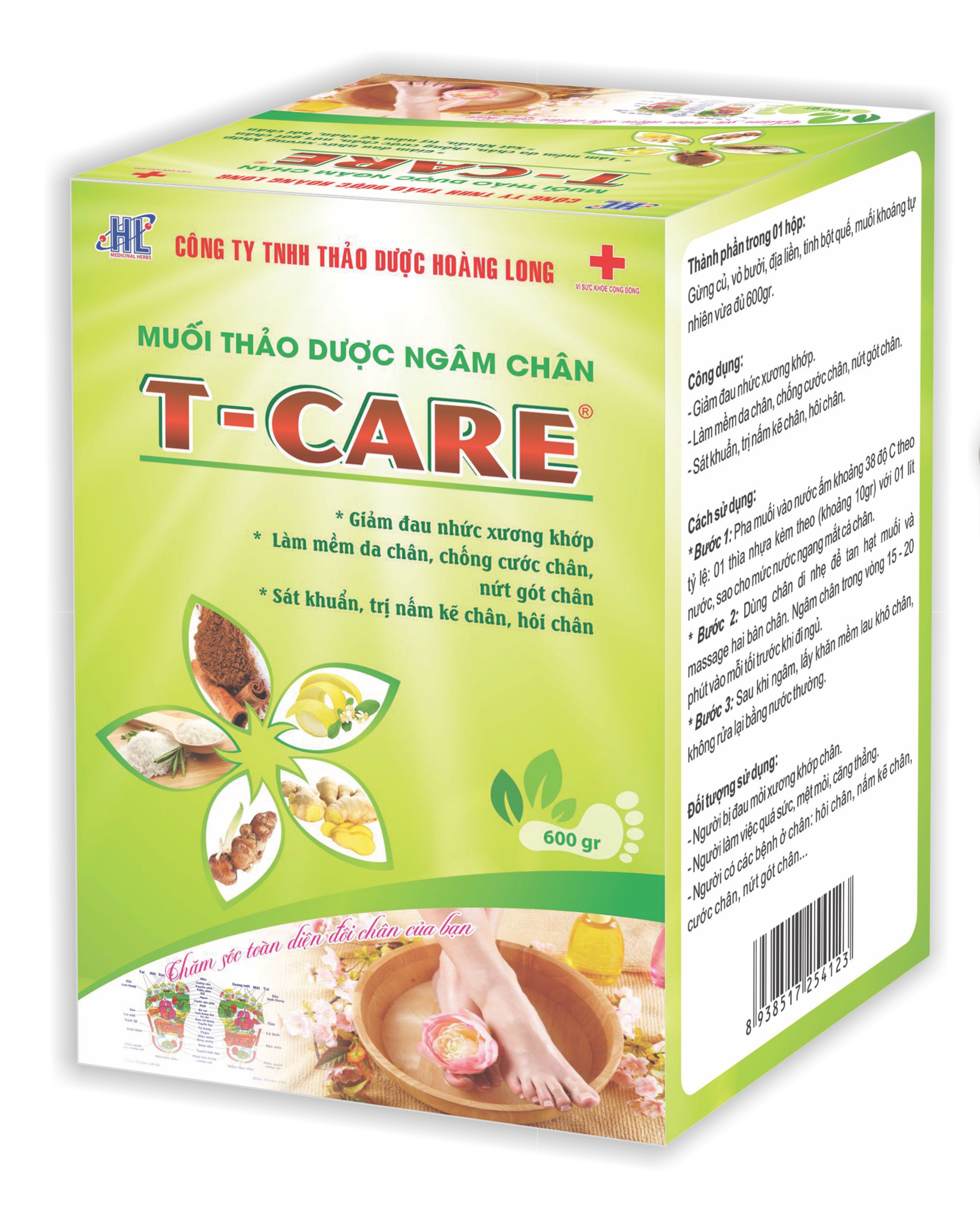 Muối Thảo Dược Ngâm Chân T-Care 600gr (Chứa bốn loại thảo dược và muối khoáng, là phương pháp hỗ trợ trị liệu đông y cổ truyền, chăm sóc toàn diện sức khỏe và đôi chân của bạn)