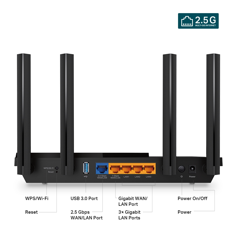 Router WIFI 6 TP-Link Archer AX55 PRO | 2 băng tần 2.4 &amp; 5GHz | 1x WAN/LAN 2.5G | VPN Client | EasyMesh | Bảo hành 2 năm | Hàng Chính Hãng