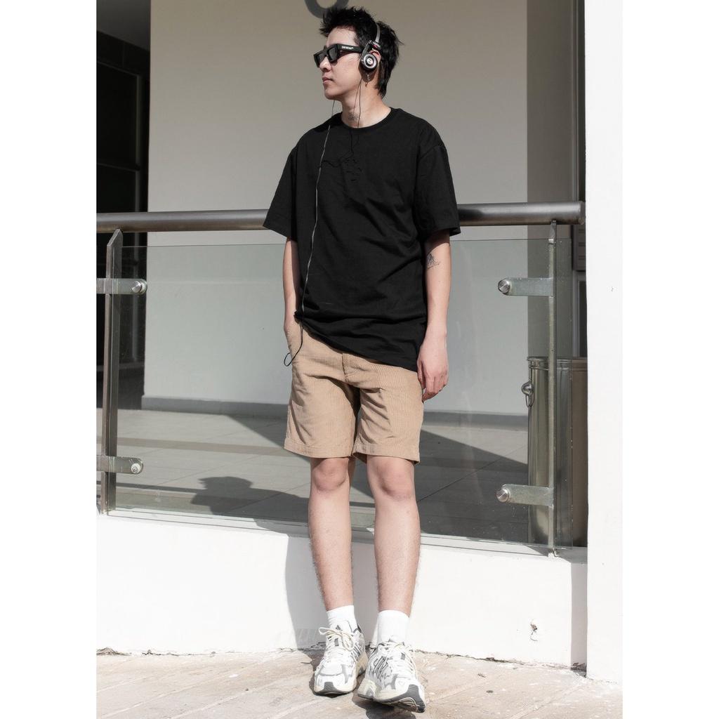 Quần short đùi nhung tăm unisex màu beige Tum Machines CORDUROY SHORT - Beige