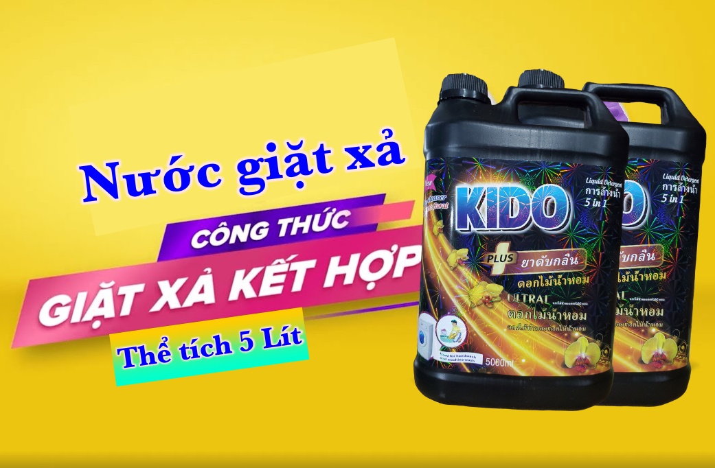 Nước Giặt Xả Công nghệ Thái Lan (5 lít) KiDo Đen Hương Thơm Nhẹ Nhàng