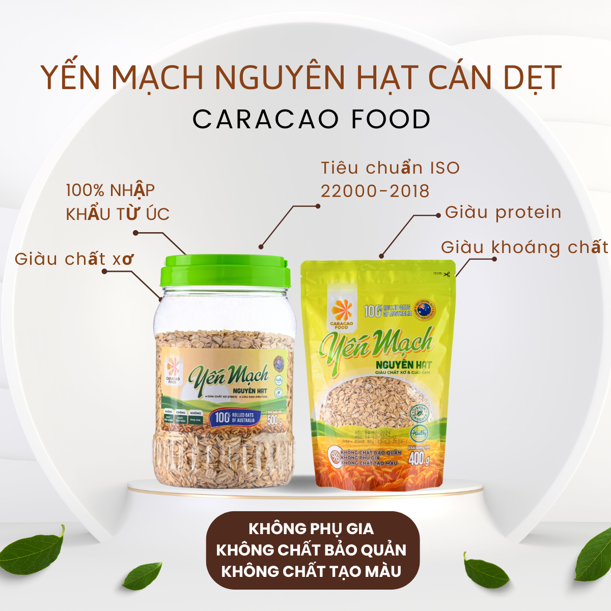 [GIÁ HỦY DIỆT Date 4.2.2025] Yến mạch Úc Nguyên Hạt Cán Dẹt - Hũ 500g, Eatclean, Ăn Kiêng Giảm Cân, Tập Gym Bổ Sung Dinh Dưỡng, Nguyên cám - Caracao Food