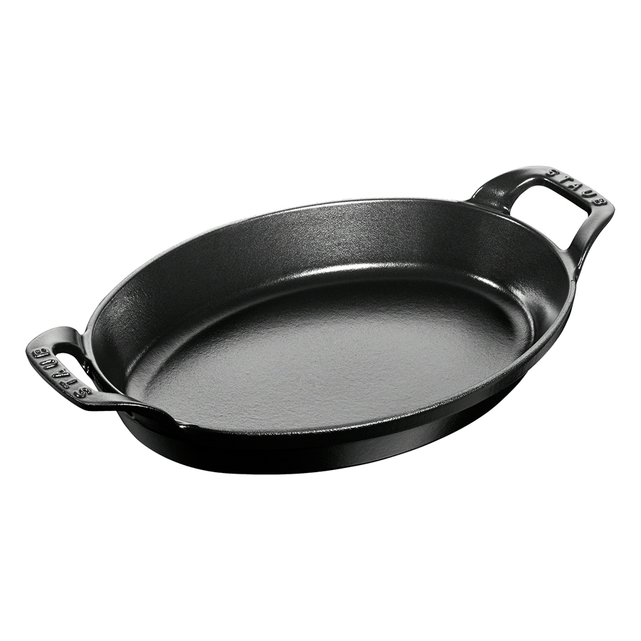 Chảo Gang Nướng Staub – Oval Màu Đen – 28cm