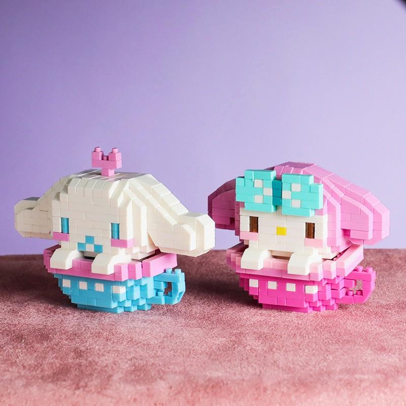 Đồ chơi Lego 3d dễ thương cute hình cốc kitty, doremon, stich, cinamoroll,mymelody, quà tặng sinh nhật, quà tặng bạn gái