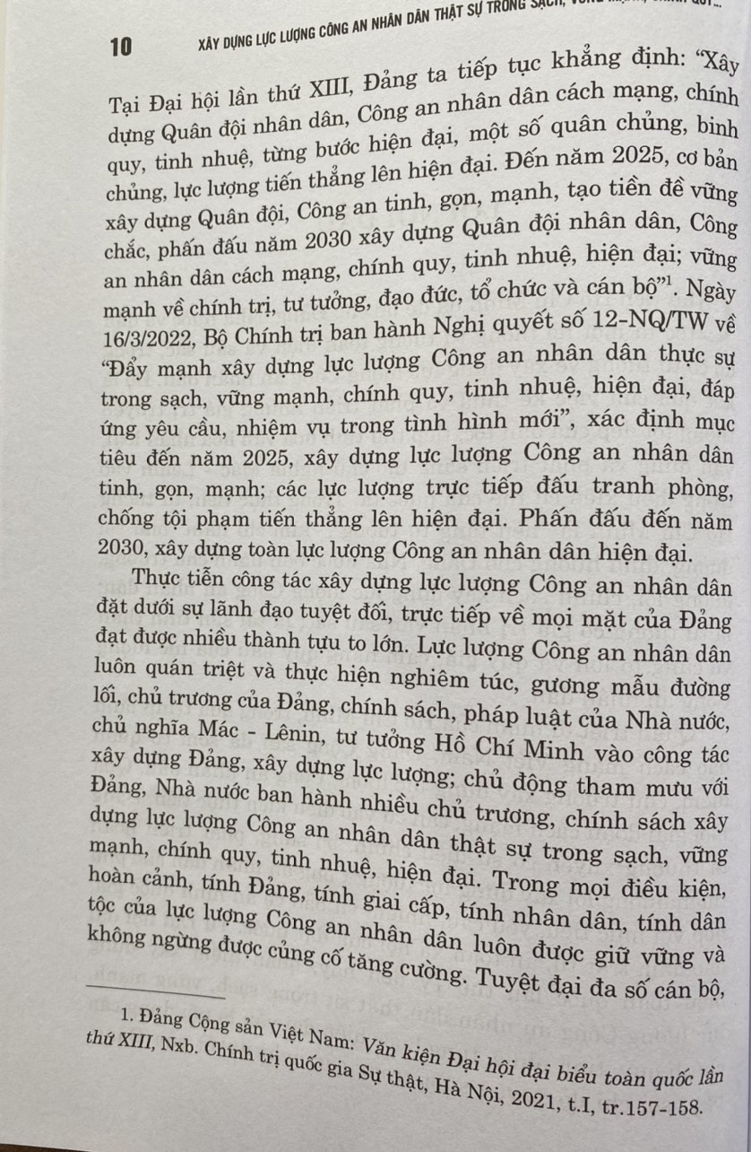 Xây dựng lực lượng Công an nhân dân thật sự trong sạch, vững mạnh,chính quy, tinh nhuệ, hiện đại, đáp ứng yêu cầu, nhiệm vụ trong tình hình mới theo tư tưởng Hồ Chí Minh (Sách chuyên khảo)