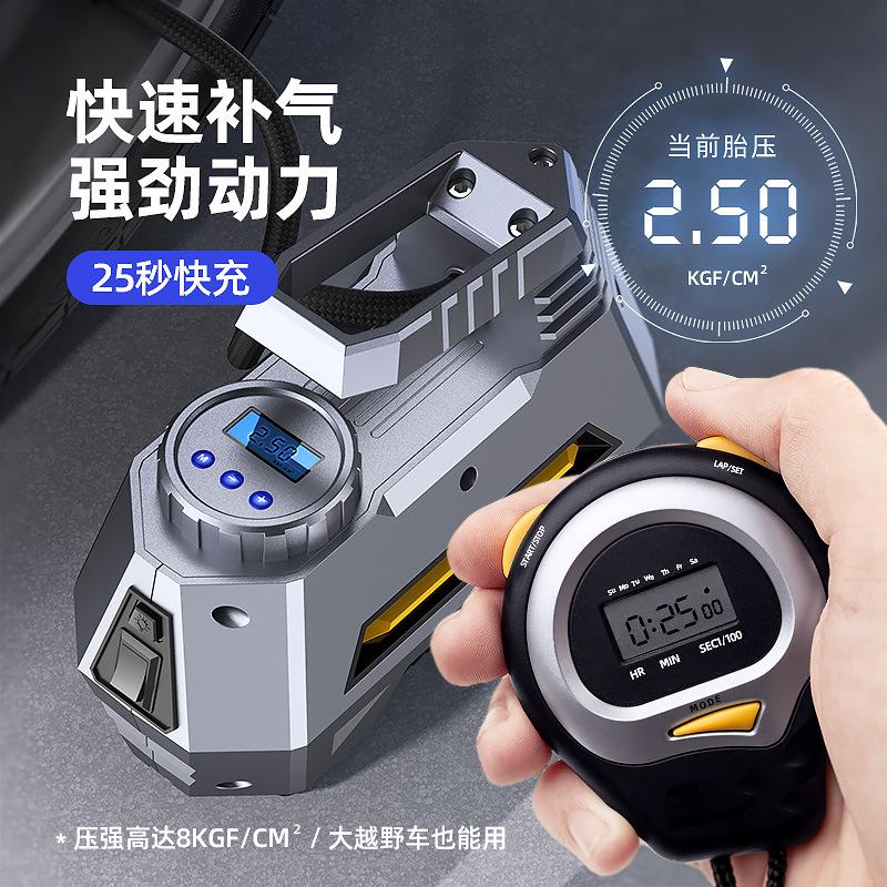 Giá thấp nhất máy bơm không khí gắn trên xe máy bơm không khí xe hơi hai xi lanh áp suất cao lốp xe di động máy bơm không khí lốp xe đa chức năng
