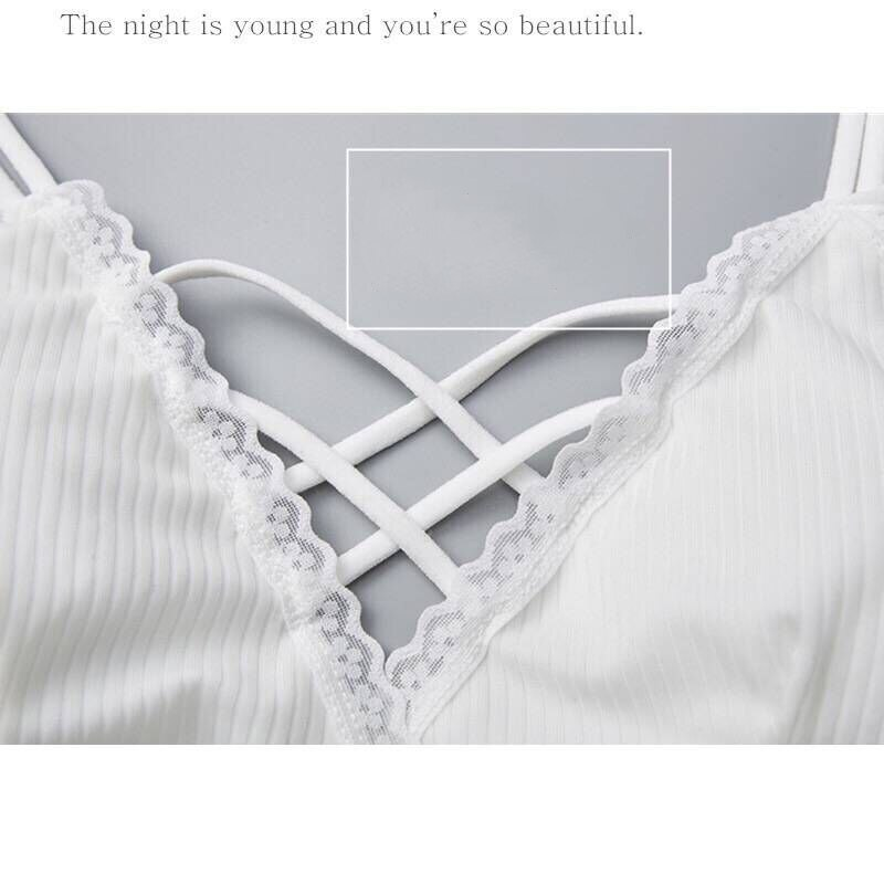 Áo Lót Nữ – Bra Thun Lạnh Tăm Dây Chéo Ngực, Cài Sau 3 Móc 8801