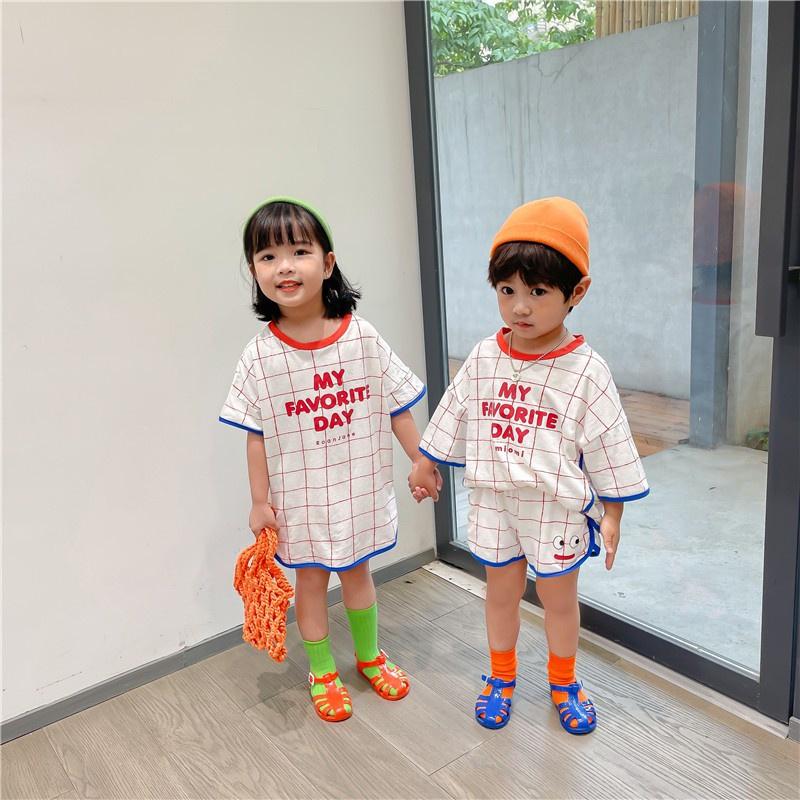 Váy caro cotton phong cách Hàn Quốc cho bé