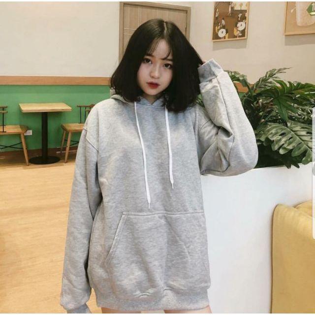 Áo hoodie xám trơn unisex - áo khoác nỉ bông hoodie basic gray - hoodie chui đầu thời trang nam nữ phong cách