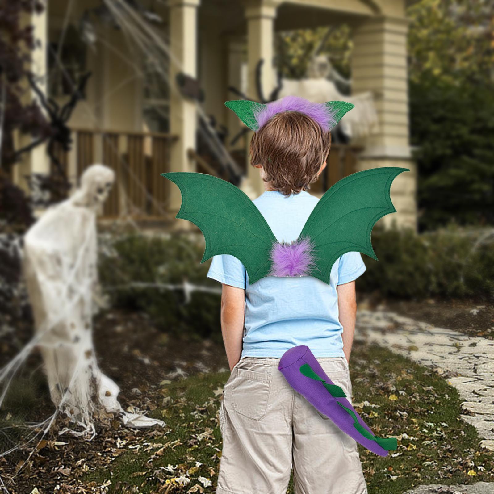 3Pcs Kids Dragon Costume Child Dinosaur Wing Tail Set for Role Play Birthday