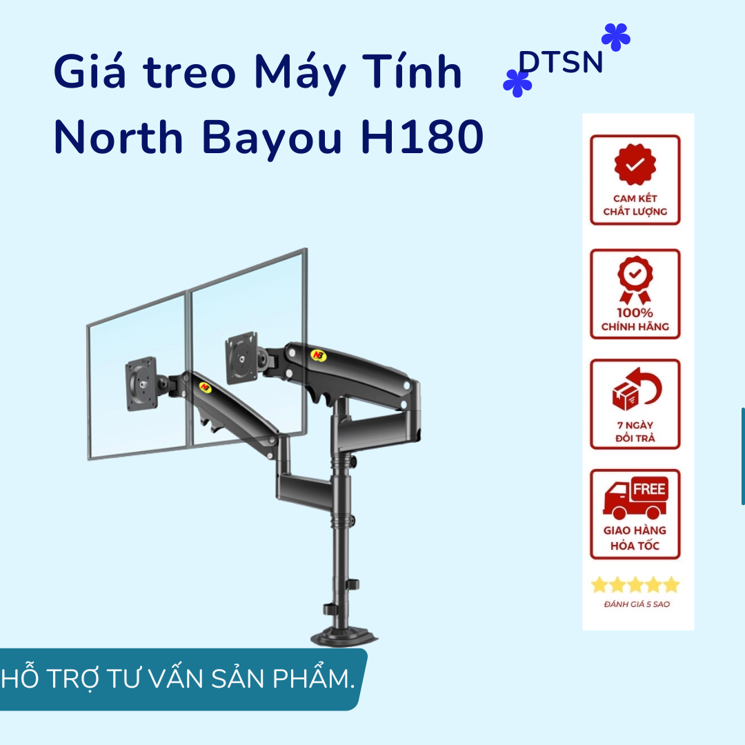 Giá Treo Hai Màn Hình Máy Tính North Bayou H180 Lắp Cho Màn Hình Từ 22 inch - 32 inch Hàng Nhập Khẩu