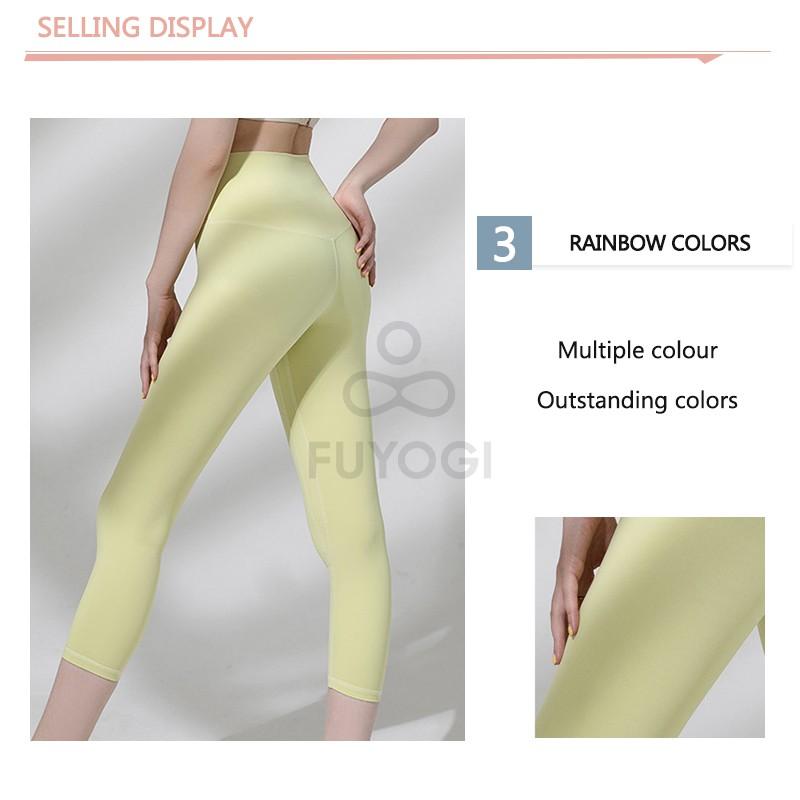 FUYOGI Sports Pants Women'S High-Waist Stretch Tight Yoga Pants V-Shaped Stretch Peach Hip Sports 7-Point Pants Women'S Buttocks Quick-Drying