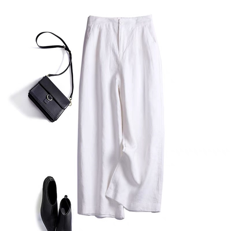 Sét Đầm Suông Linen ngắn tay cồ tim kèm Quần ống rộng ArcticHunter (Đầm: Vàng, Xanh dương, Quần: Trắng)