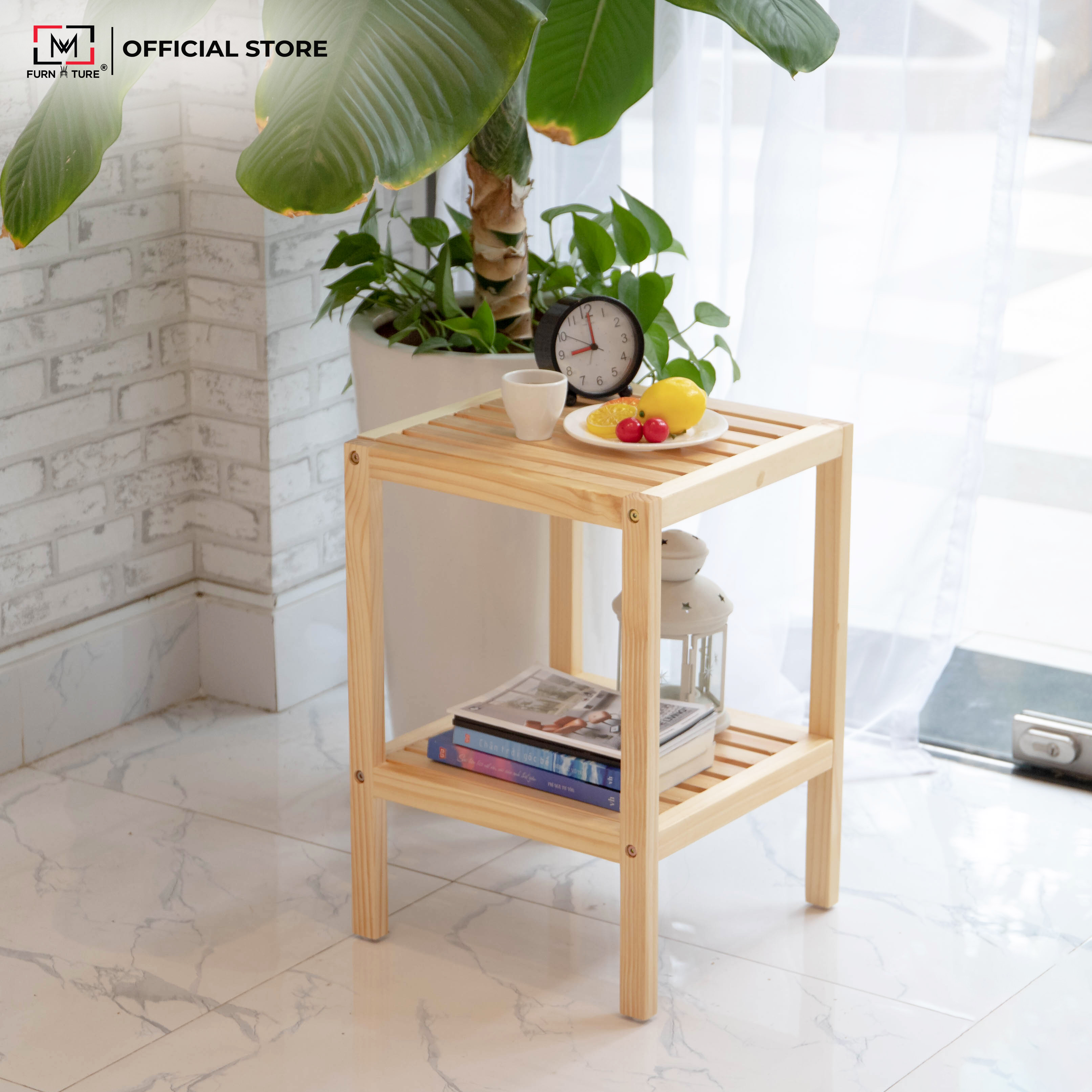 KỆ GỖ 2 TẦNG MÀU GỖ TỰ NHIÊN - 2F NATURAL SHELF