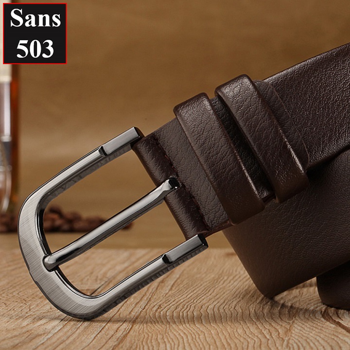Thắt lưng nam khóa kim gài Sans503 đơn giản classic dây nịt da mềm cổ điển vuông cao cấp đẹp thời trang công sở BH 1 năm