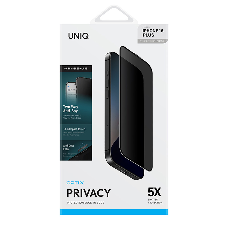 Kính Cường Lực UNIQ OPTIX PRIVACY Cho iPhone 16/ 16 Plus/ 16 Pro/ 16 Pro Max Chống Nhìn Trộm Độ Rõ Nét Được Tối Ưu Hoá Hàng Chính Hãng