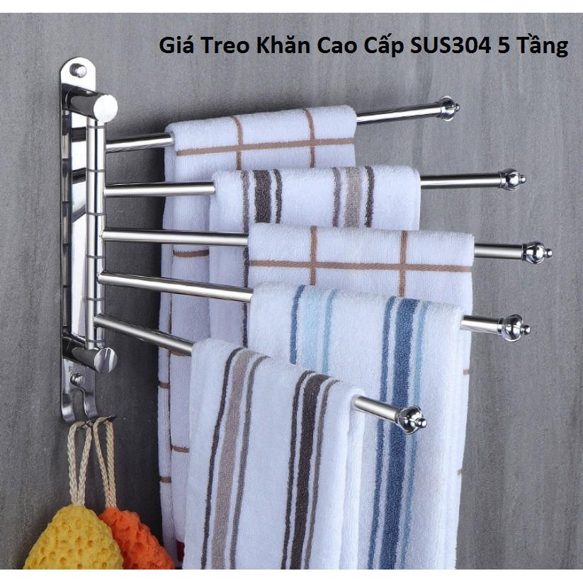 Giá Treo Khăn Cao Cấp SUS304 5 Tầng