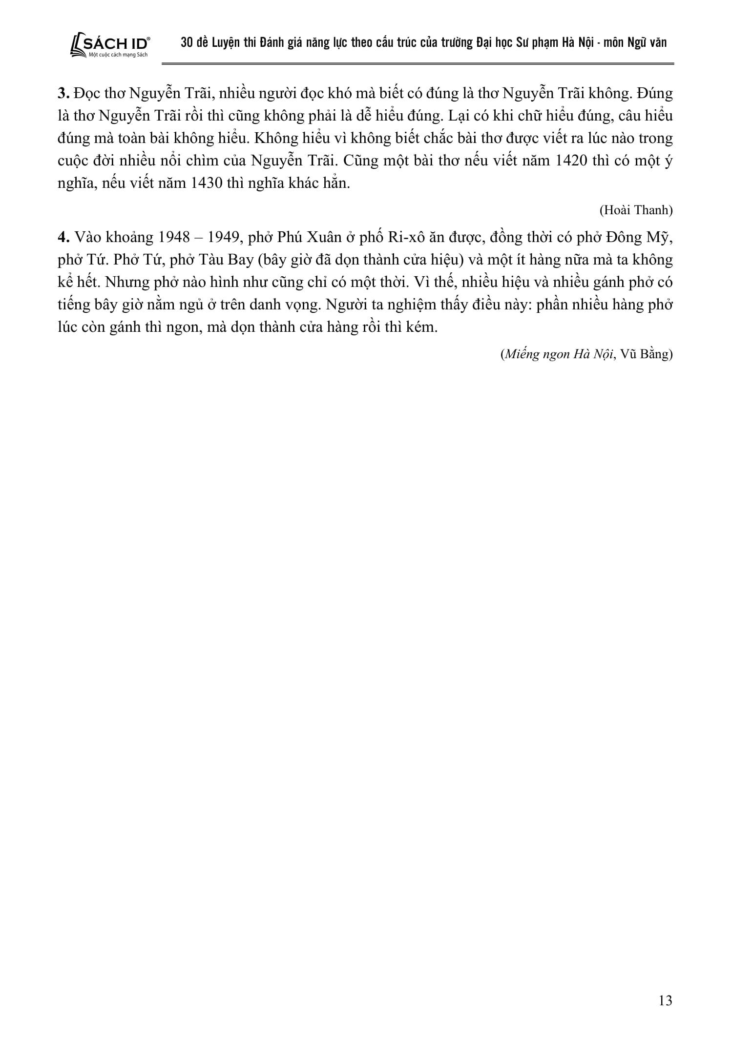 Sách - 30 Đề Luyện Thi Đánh Giá Năng Lực Theo Cấu Trúc Của Trường Đại Học Sư Phạm Hà Nội - Môn Ngữ Văn