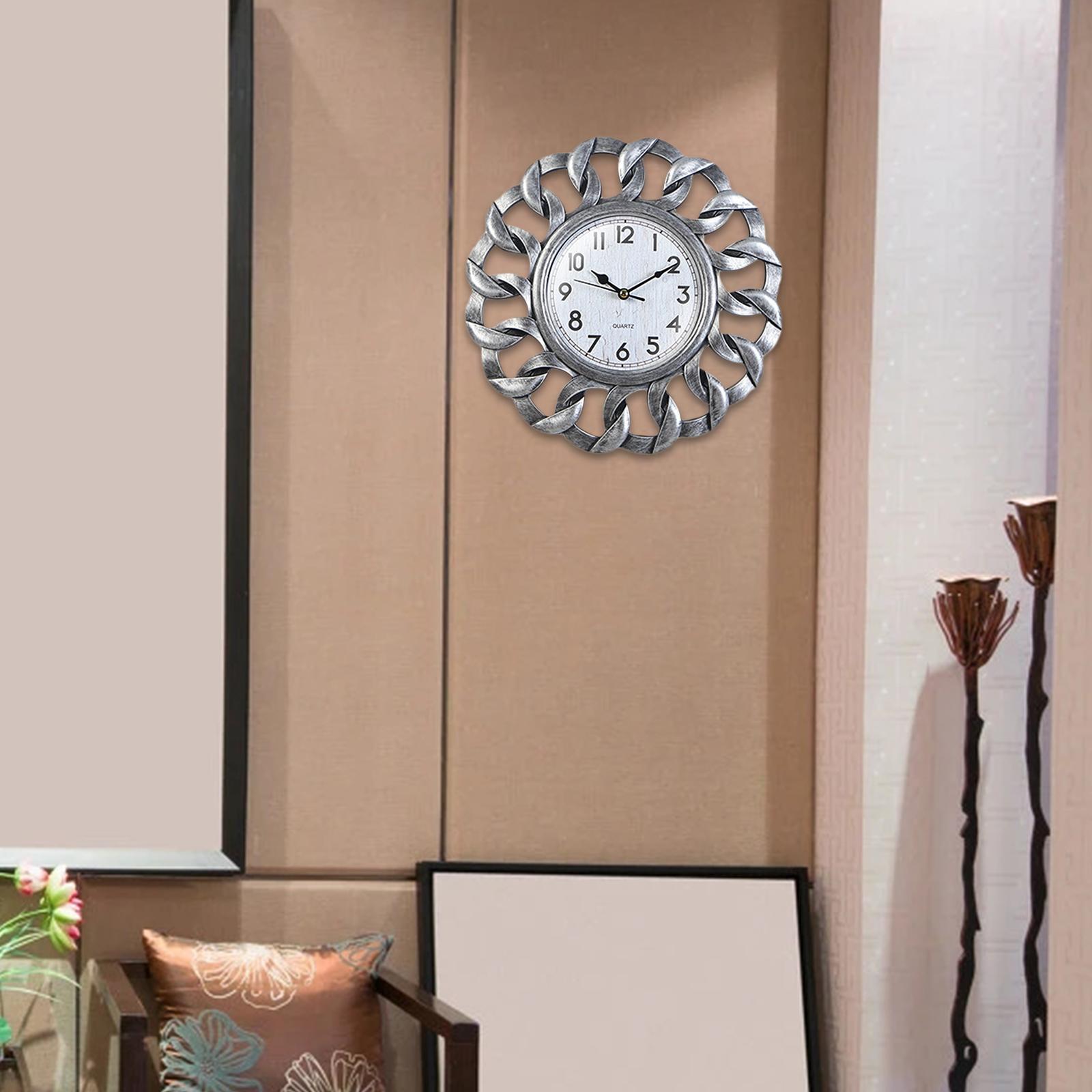 Retro Wall Clock, Round Non Ticking Hanging Clocks for Bedroom Coffee shop decorationation