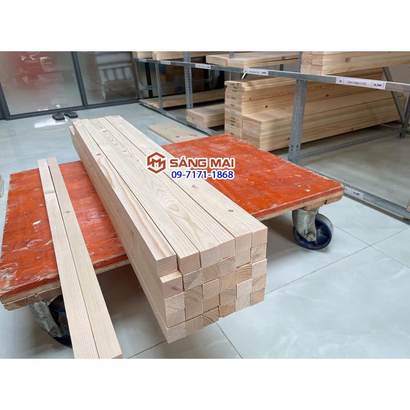 - Thanh gỗ thông vuông 3cm x 3cm x dài 100cm x láng mịn 4 mặt